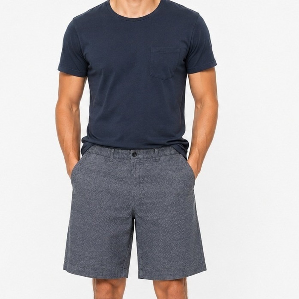 Tommy Hilfiger Chino Shorts Men 38 Blue Micro Stripe Cotton FlatFront 08978D5709